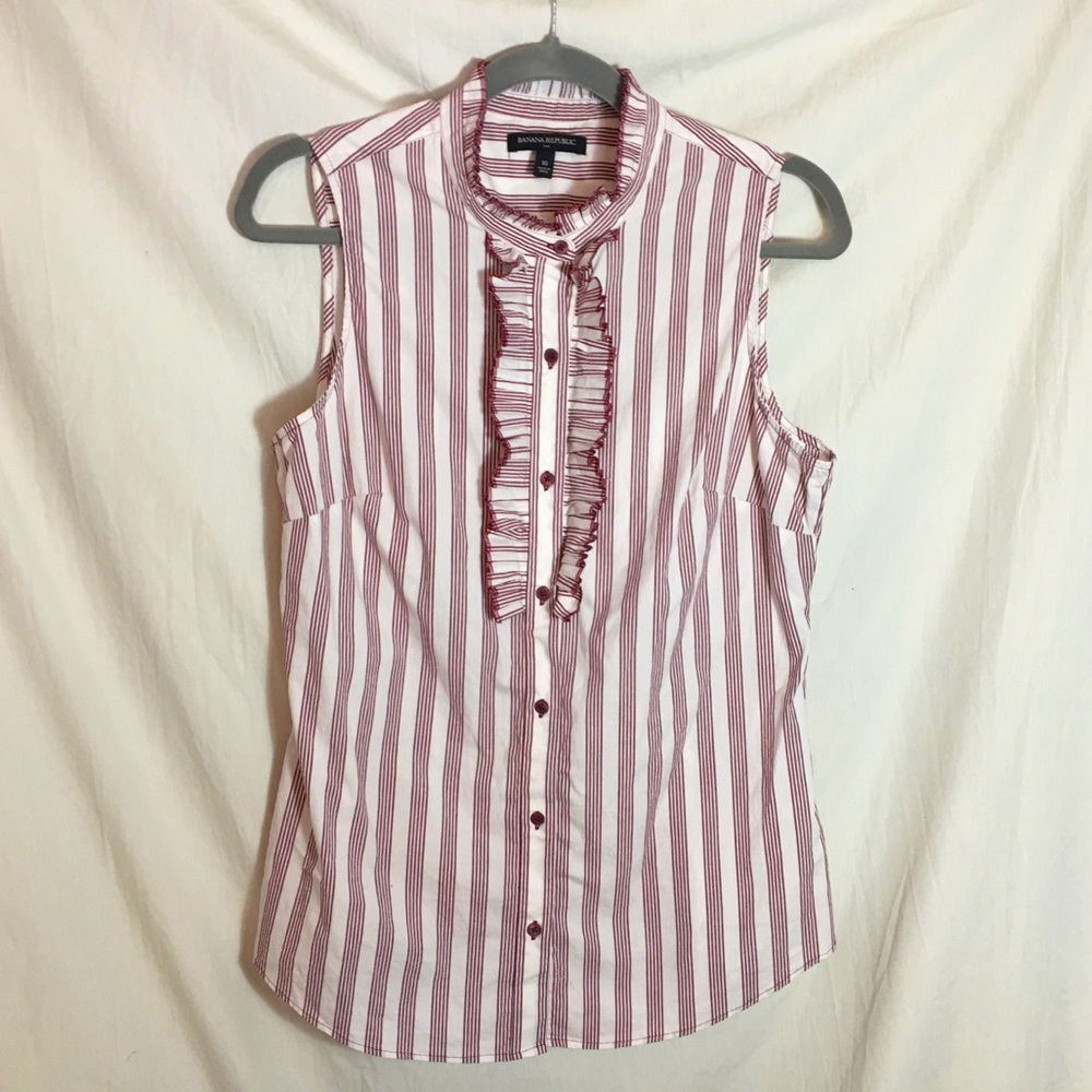 Banana Republic Sleeveless Button Ruffle Top